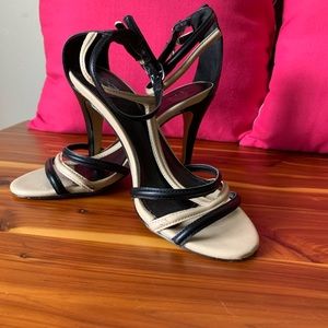 Open toe heels with ankle strap